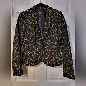 Banana Republic L'Wren Scott Collection Sz 8 Black and Yellow Lace Blazer